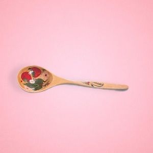 Vintage Cottagecore Japanese Strawberry Wooden Spoon 🍓